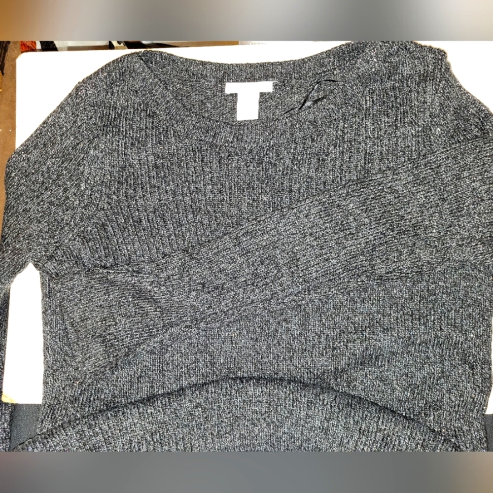 Womens H&M Black & Gold Sparkle High Low Sweater sz M